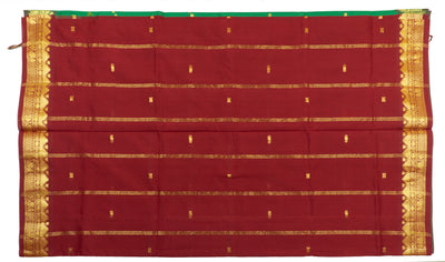 Green Color Semi Silk Cotton Saree with butta