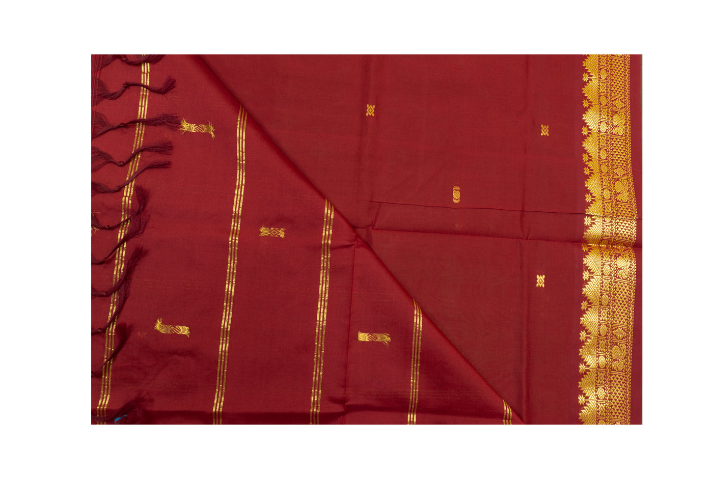 Green Color Semi Silk Cotton Saree with butta