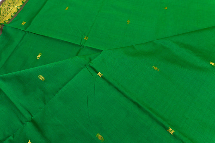 Green Color Semi Silk Cotton Saree with butta