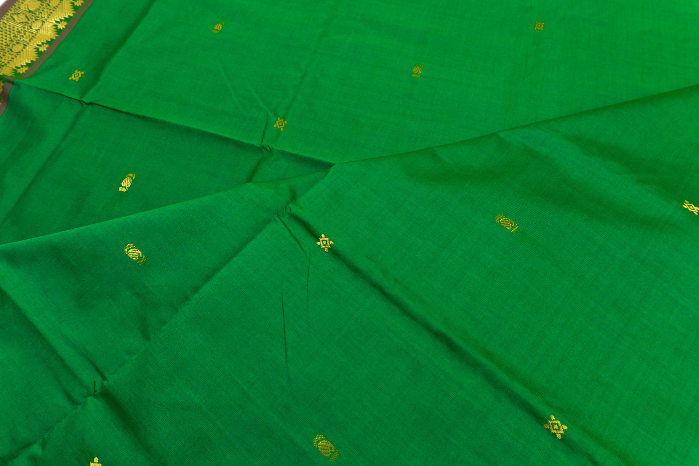 Green Color Semi Silk Cotton Saree with butta