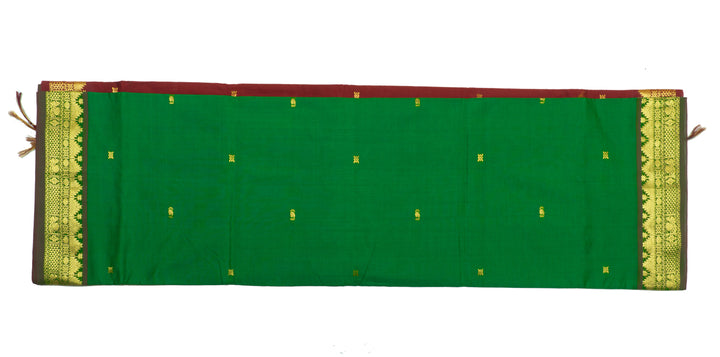 Green Color Semi Silk Cotton Saree with butta