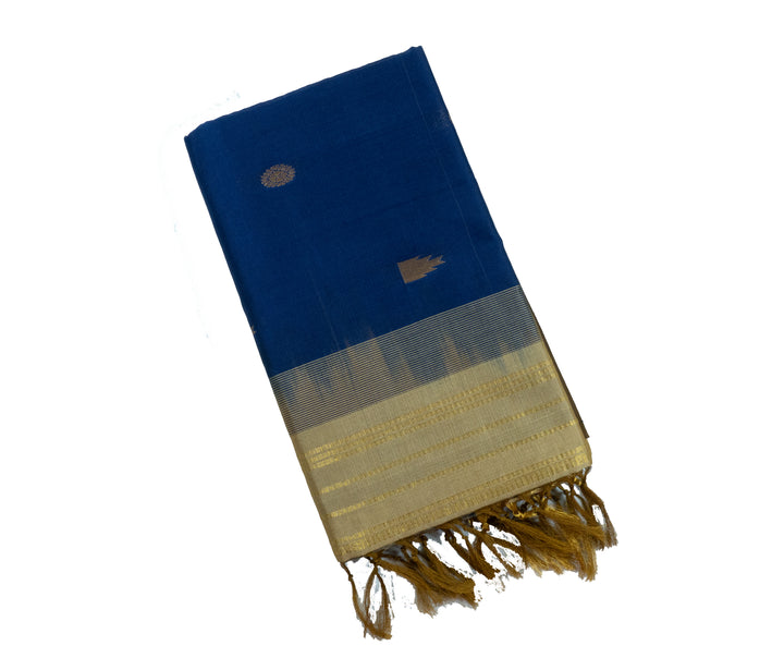 Night Blue Color Semi Silk Cotton Sarree with butta