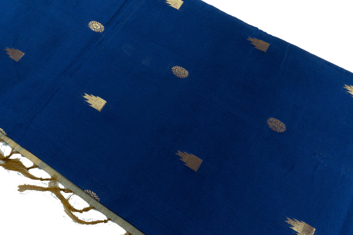 Night Blue Color Semi Silk Cotton Sarree with butta