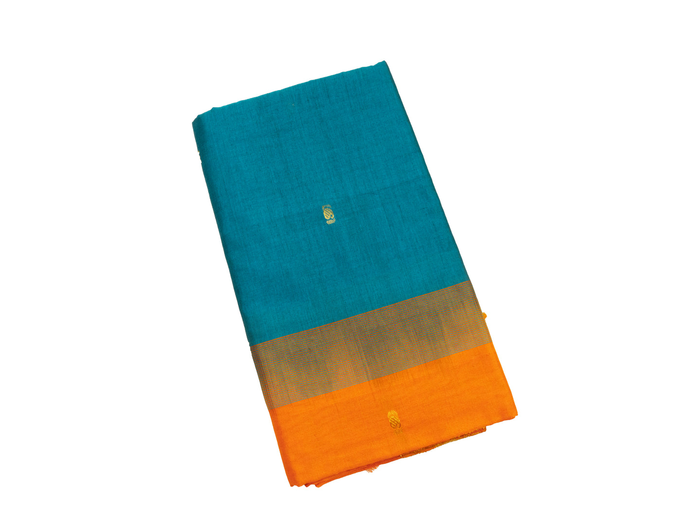Peacock Blue Color Semi Silk Cotton Saree with butta