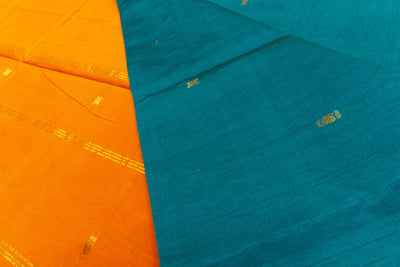 Peacock Blue Color Semi Silk Cotton Saree with butta