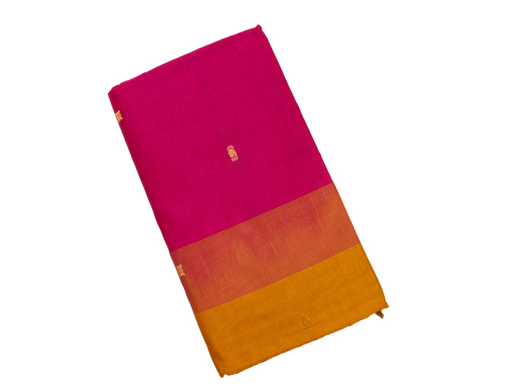 Magenta Pink Color Semi Silk Cotton Saree with butta