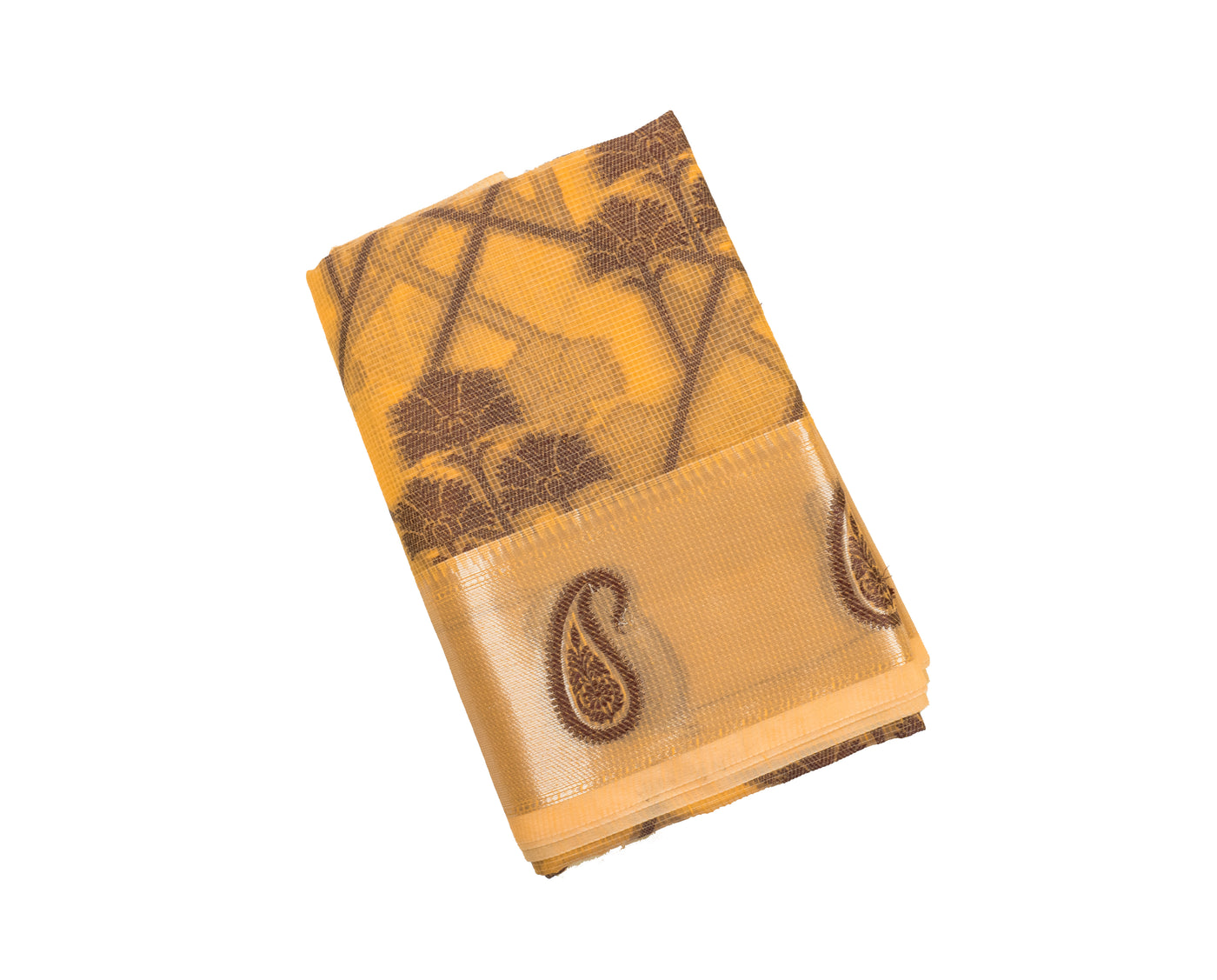 Orange Yellow Color Handloom Fancy Cotton Saree