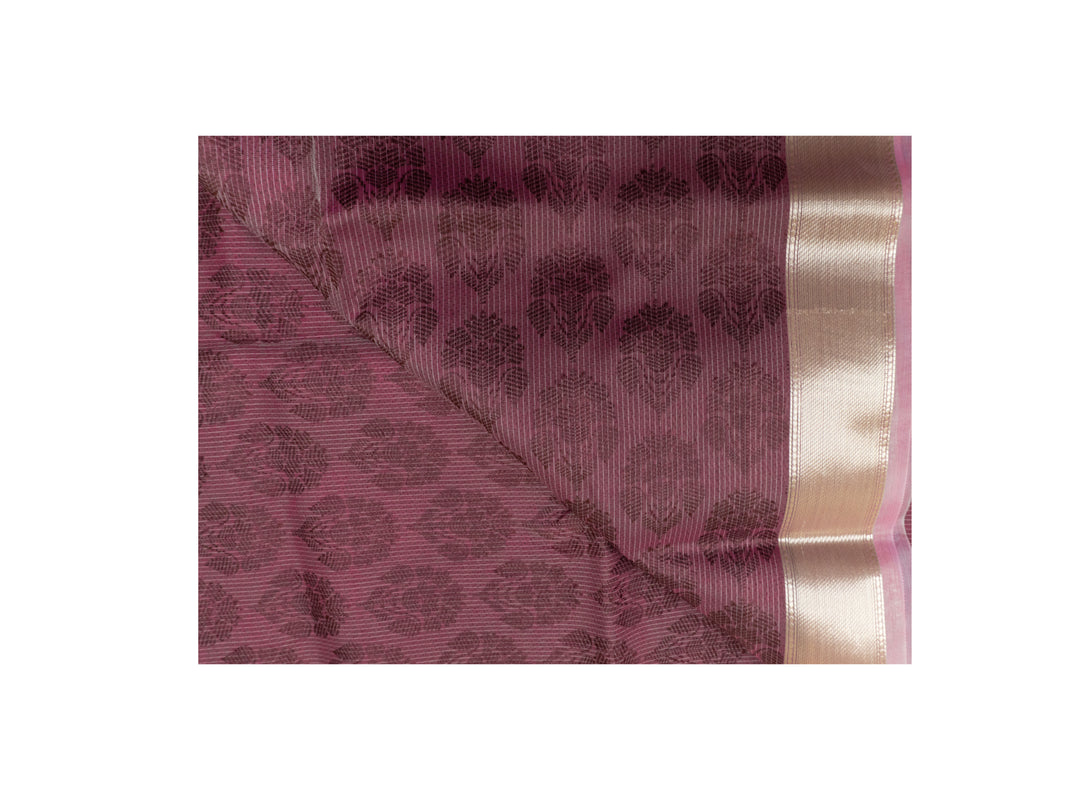 Bashful Pink Color Handloom Fancy Cotton Saree