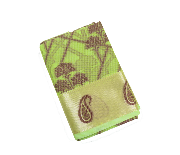 Green Peas Color Handloom Fancy Cotton Saree