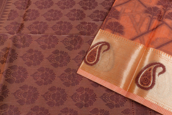 Pink Orange Color Handloom Fancy Cotton Saree