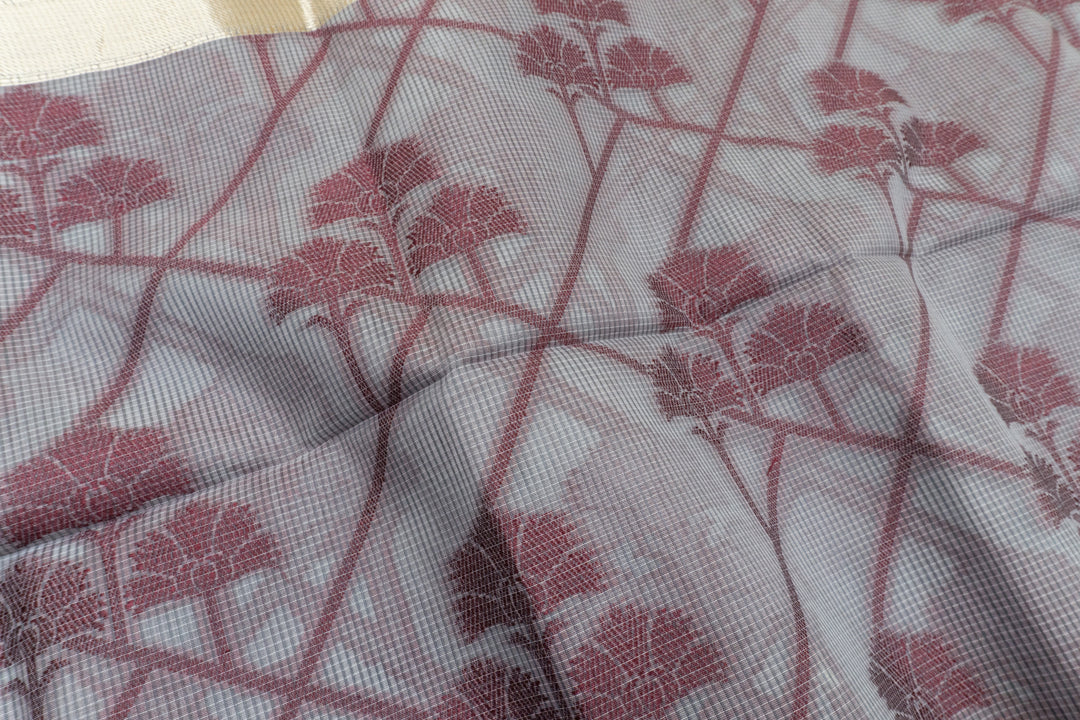 Sheet Metal Color Handloom Fancy Cotton Saree