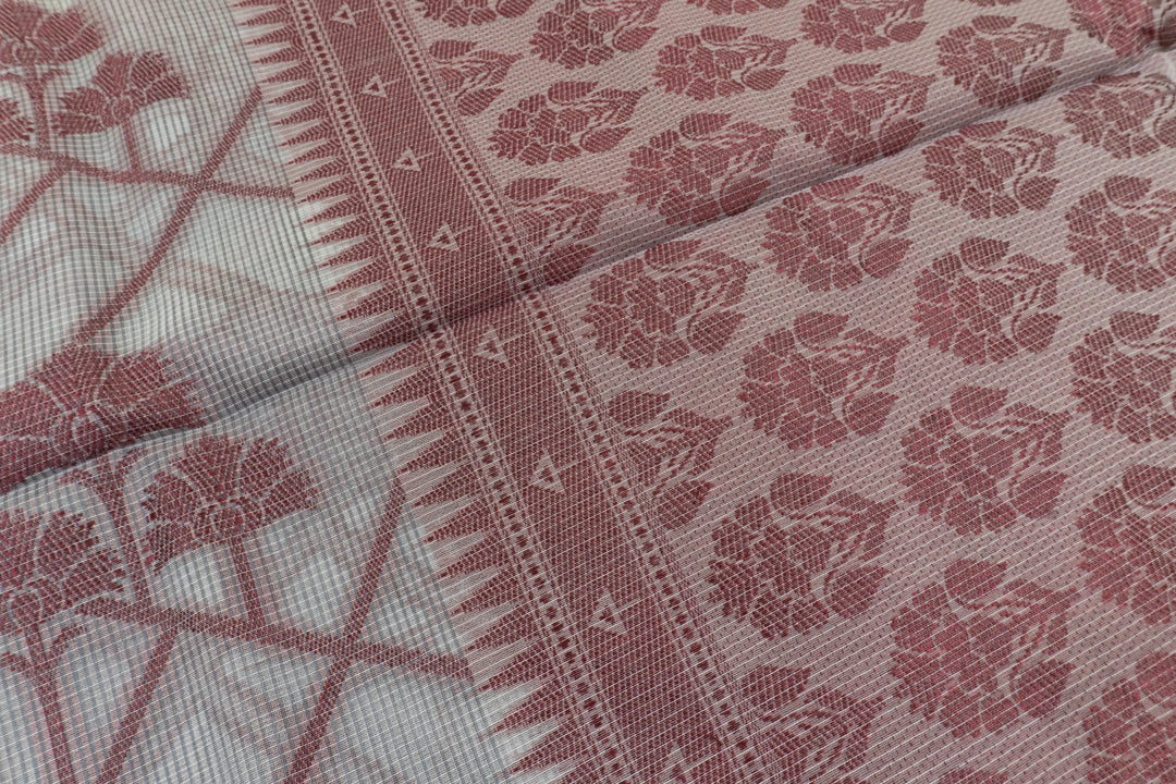 Sheet Metal Color Handloom Fancy Cotton Saree