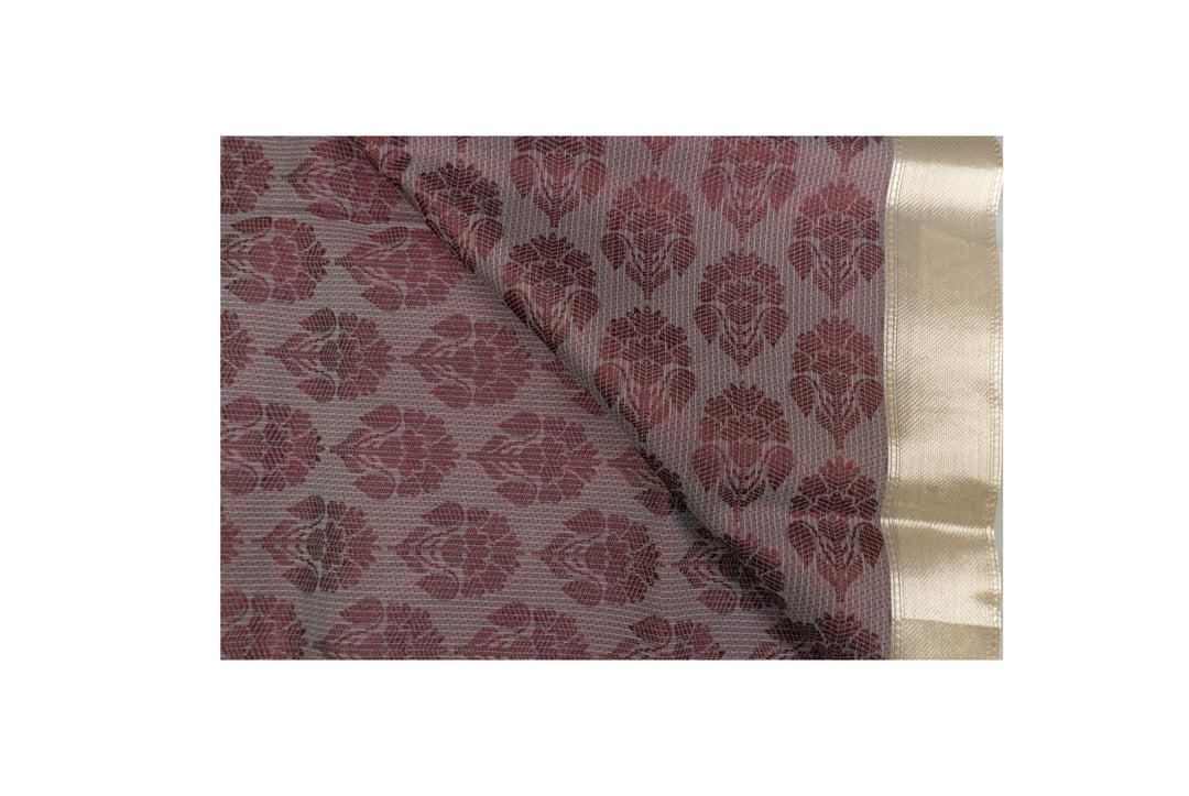 Sheet Metal Color Handloom Fancy Cotton Saree