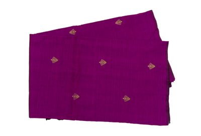 Purple Colour Cotton Embroidery Saree with contrast blouse