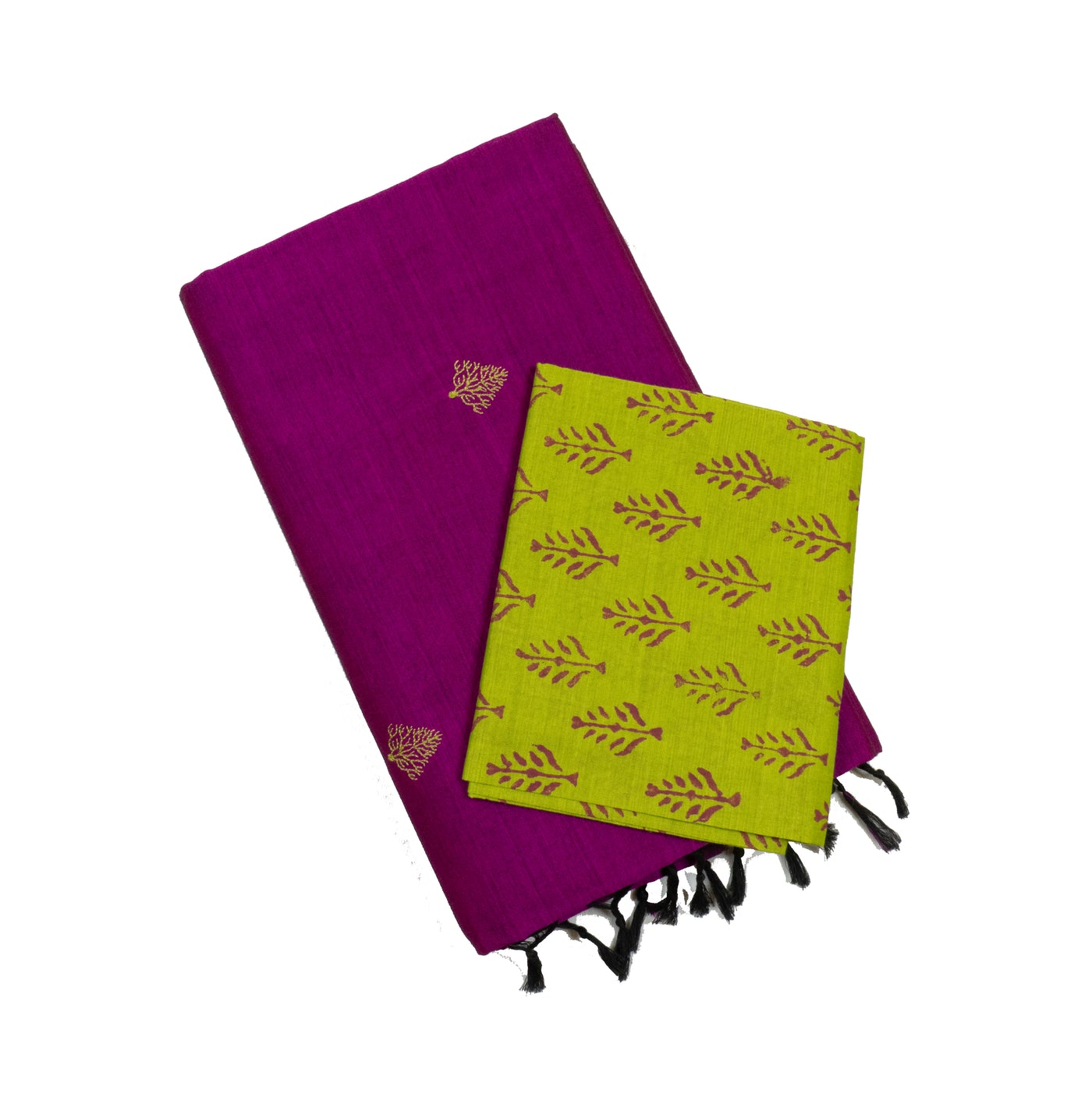 Purple Colour Cotton Embroidery Saree with contrast blouse