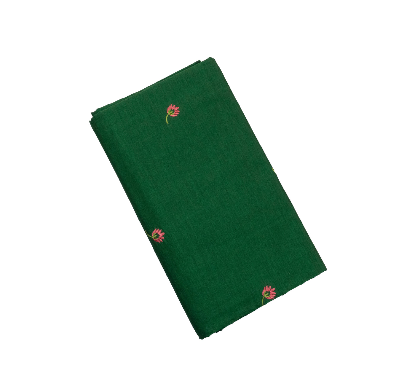 Lotus Green Colour Cotton Embroidery Saree with contrast blouse