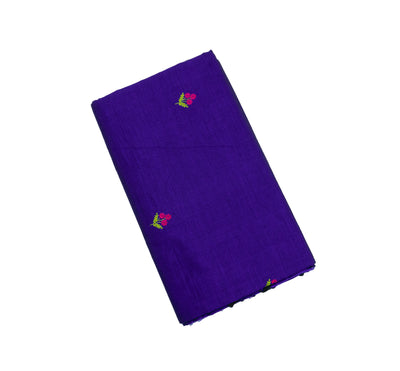 Violet Blue Colour Cotton Embroidery Saree with contrast blouse