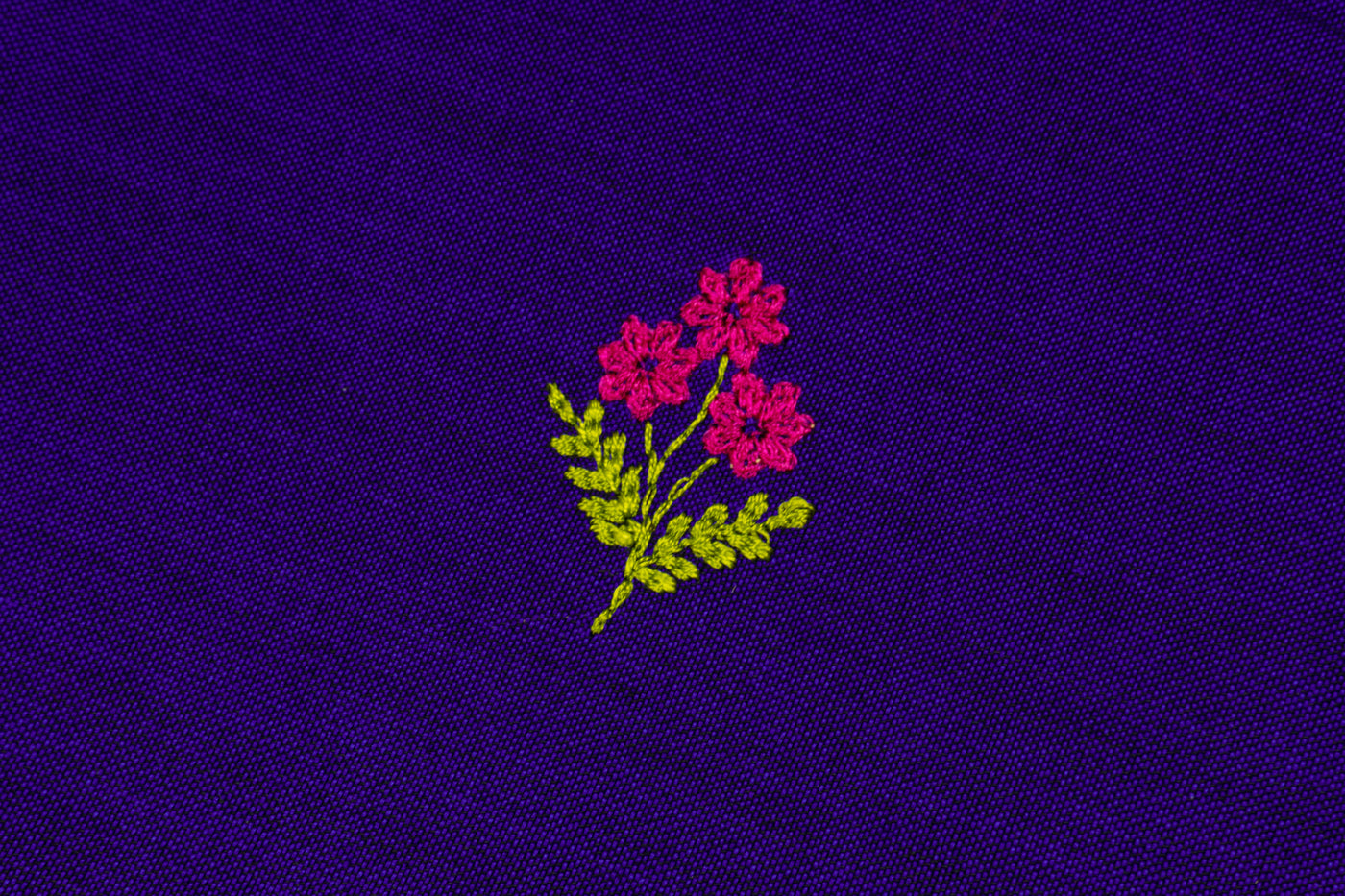 Violet Blue Colour Cotton Embroidery Saree with contrast blouse
