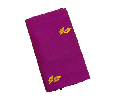 Purple Colour Cotton Embroidery Saree with contrast blouse