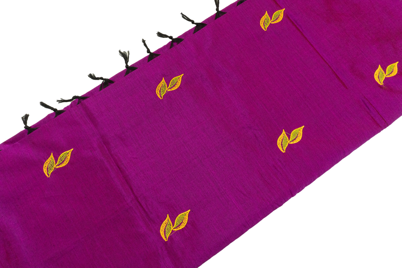 Purple Colour Cotton Embroidery Saree with contrast blouse