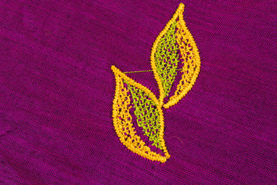Purple Colour Cotton Embroidery Saree with contrast blouse