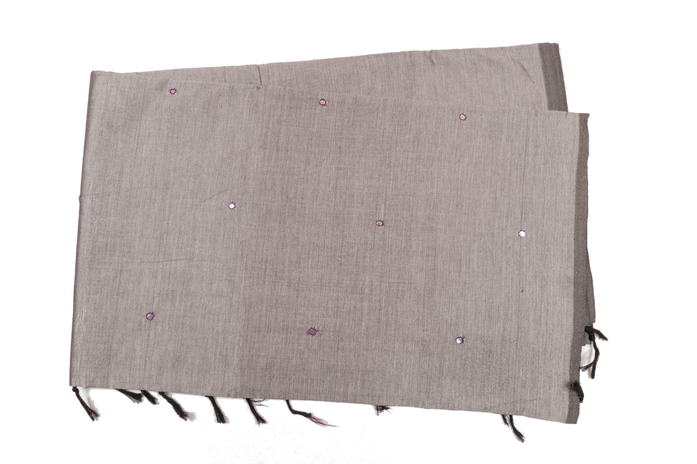 Cement gray Color Plain Glasswork Cotton Saree with Contrast Blouse