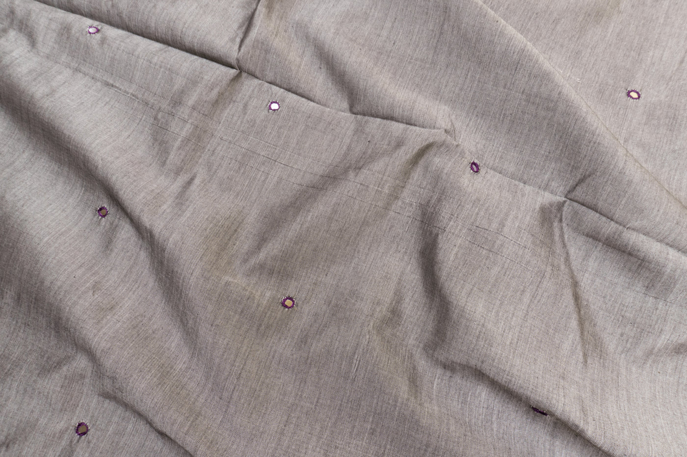 Cement gray Color Plain Glasswork Cotton Saree with Contrast Blouse