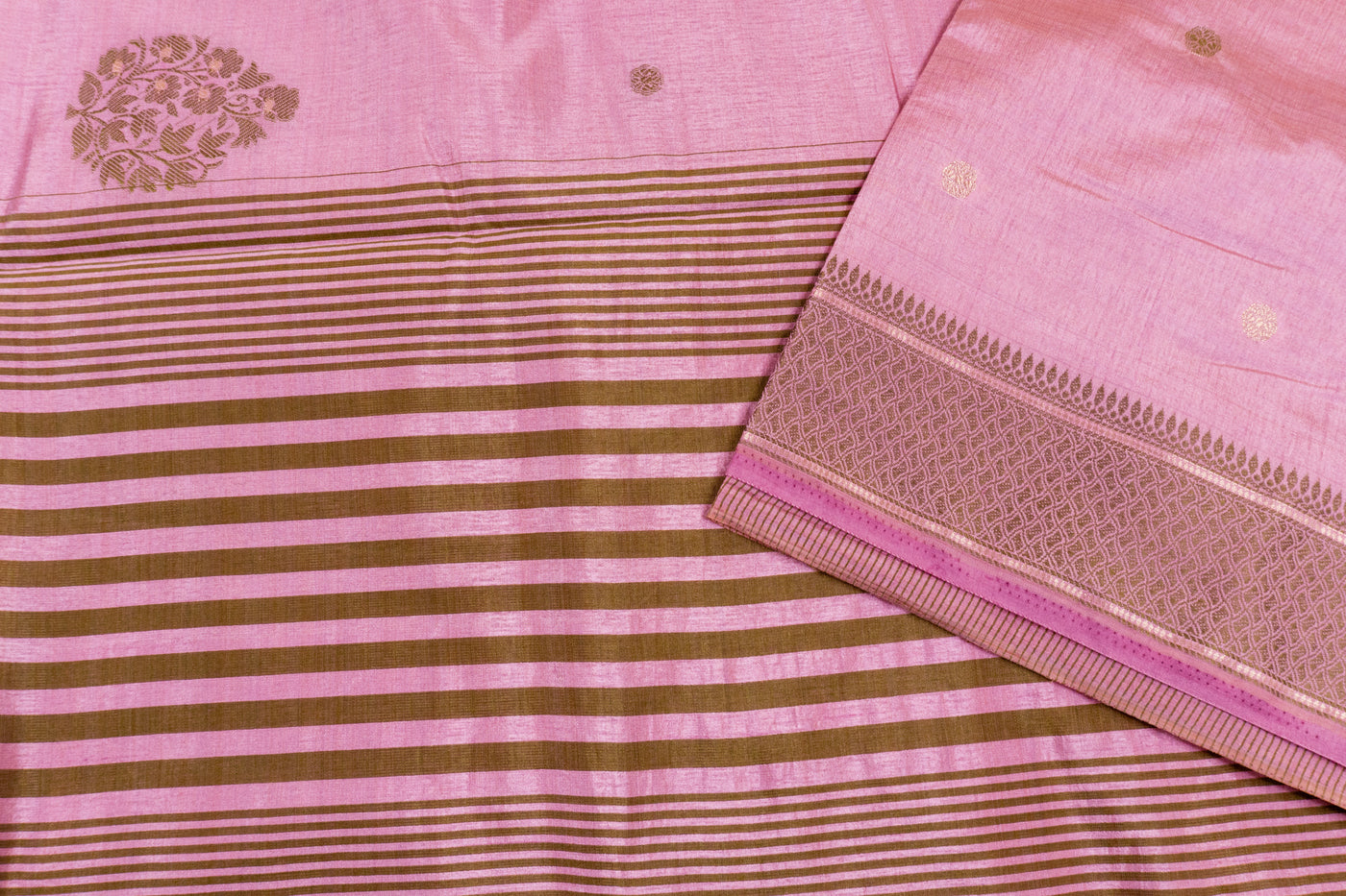 Onion Pink Color Fancy Cotton Saree