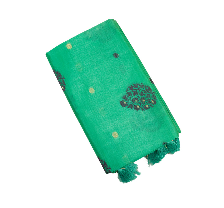 Green Color Fancy Cotton Saree