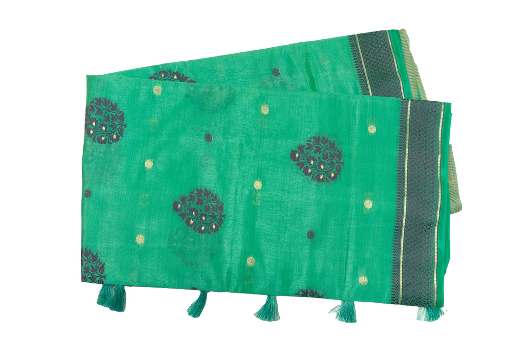 Green Color Fancy Cotton Saree