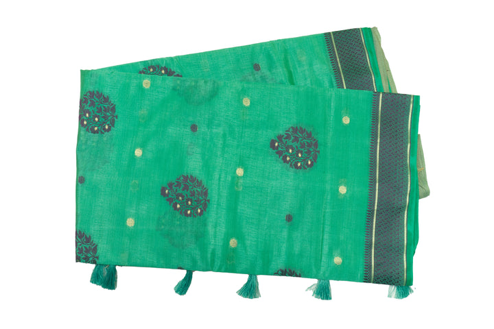 Green Color Fancy Cotton Saree