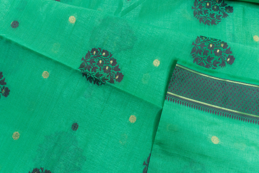 Green Color Fancy Cotton Saree