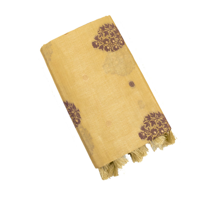 Wheat Color Fancy Cotton Saree