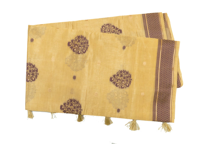 Wheat Color Fancy Cotton Saree