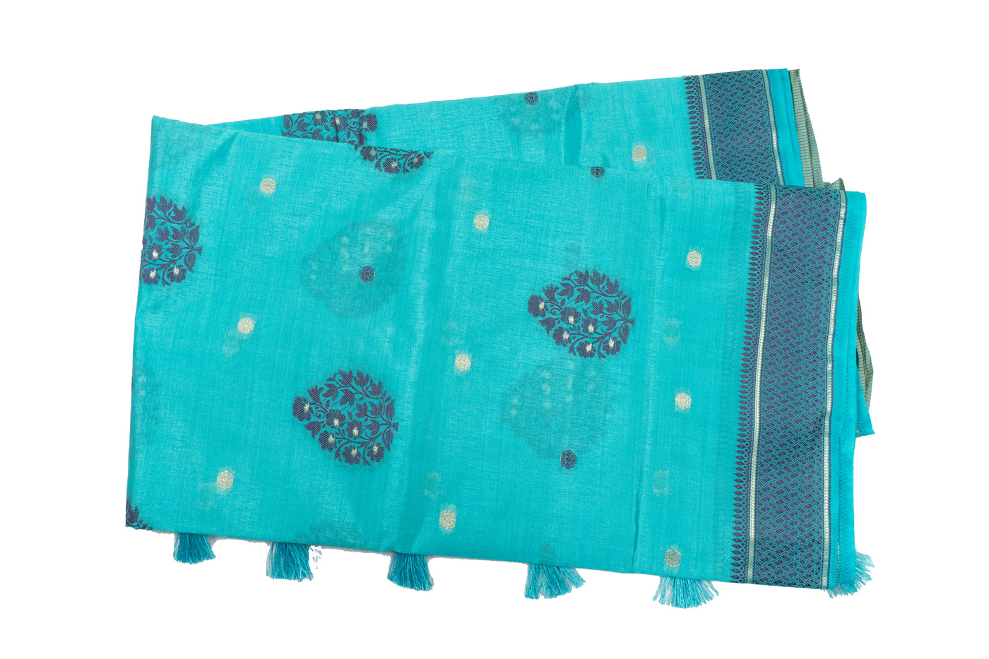 Sky Blue Color Fancy Cotton Saree