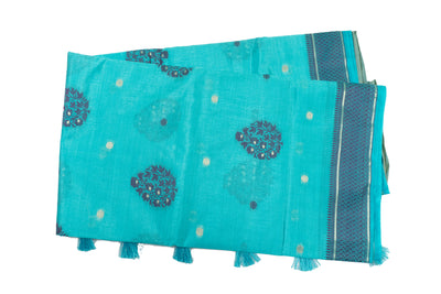 Sky Blue Color Fancy Cotton Saree