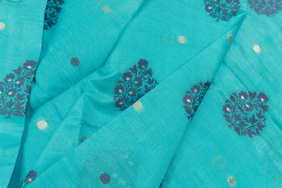 Sky Blue Color Fancy Cotton Saree