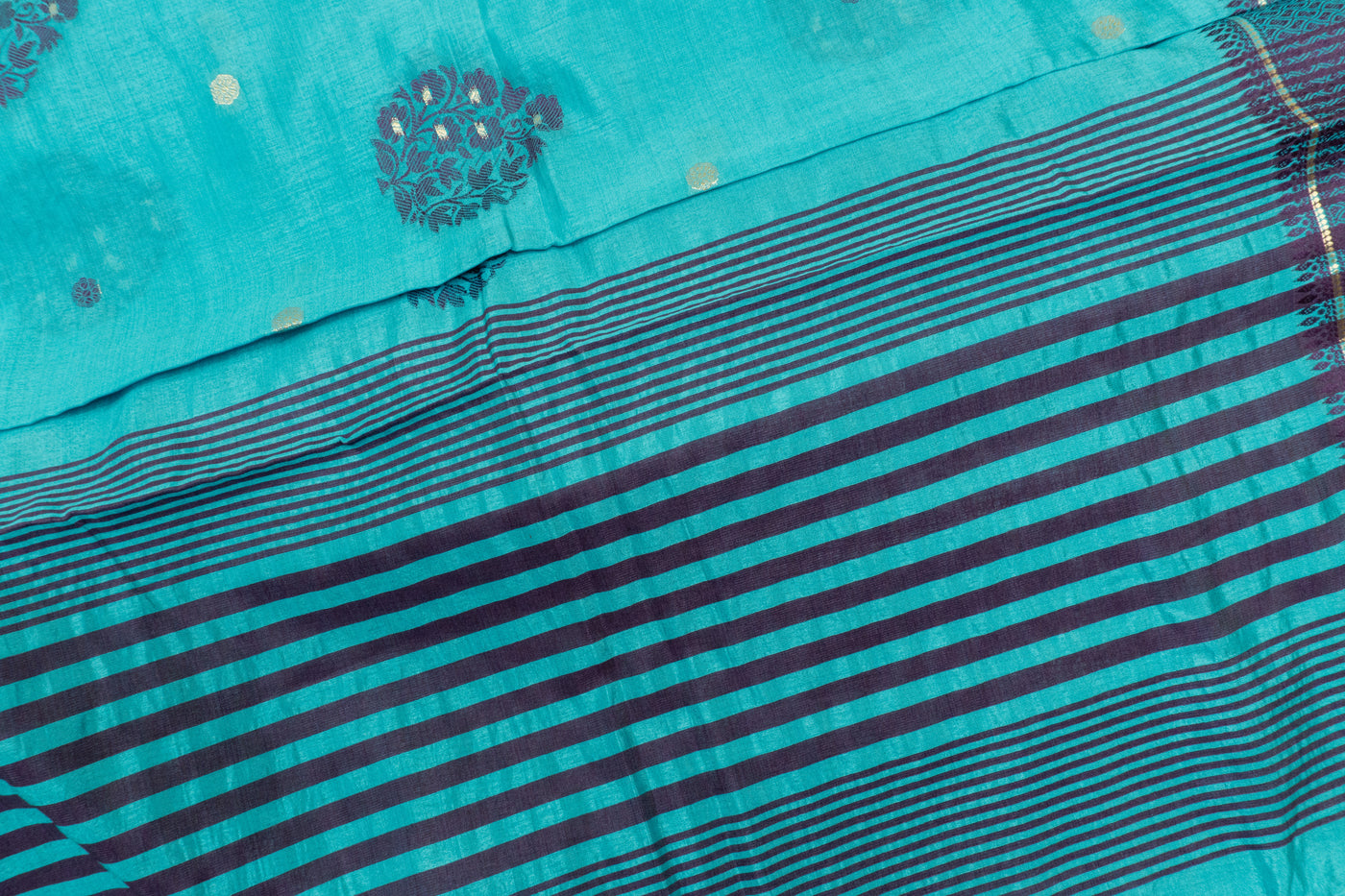 Sky Blue Color Fancy Cotton Saree