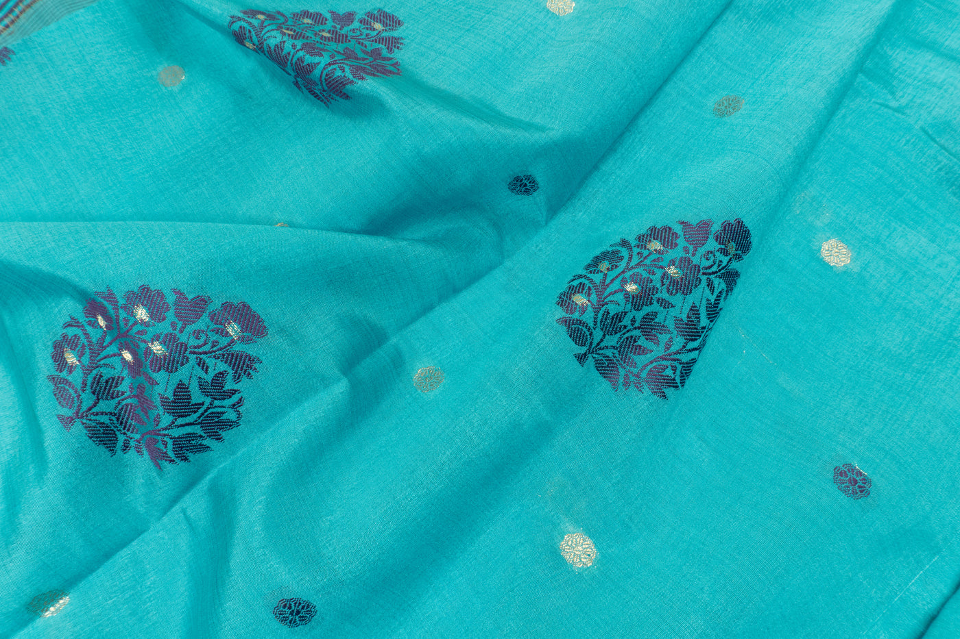 Sky Blue Color Fancy Cotton Saree
