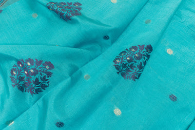 Sky Blue Color Fancy Cotton Saree