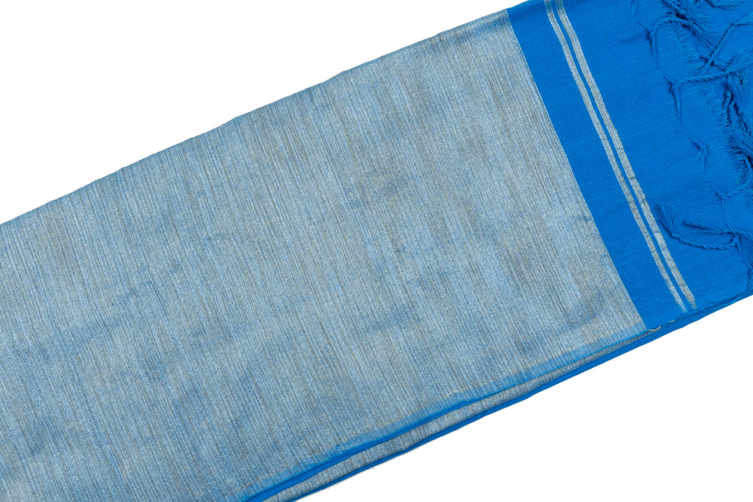 Blue Color Kadhi Cotton Plain Saree
