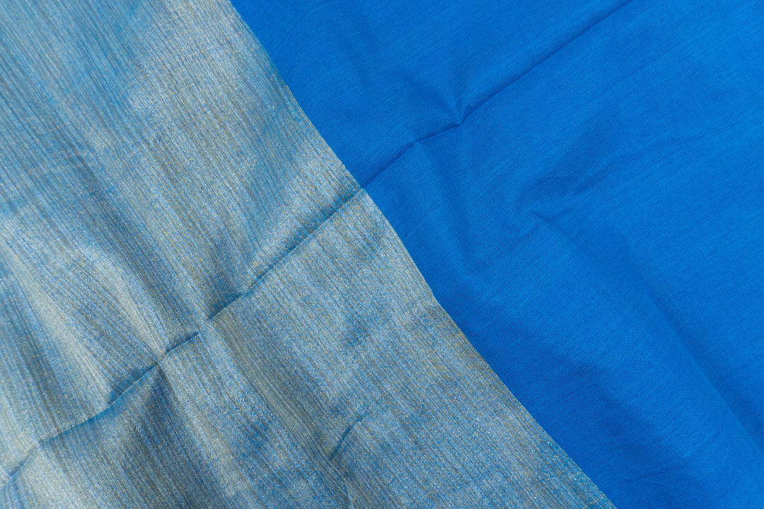 Blue Color Kadhi Cotton Plain Saree