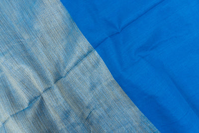 Blue Color Kadhi Cotton Plain Saree