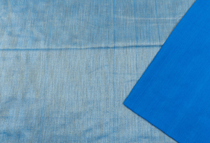 Blue Color Kadhi Cotton Plain Saree