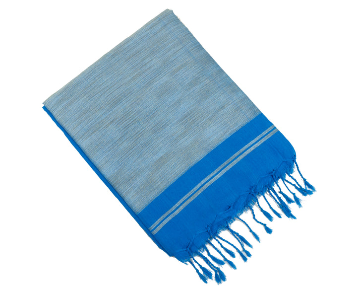Blue Color Kadhi Cotton Plain Saree