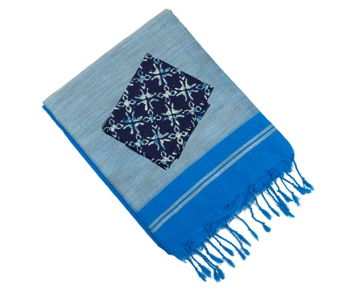 Blue Color Kadhi Cotton Plain Saree