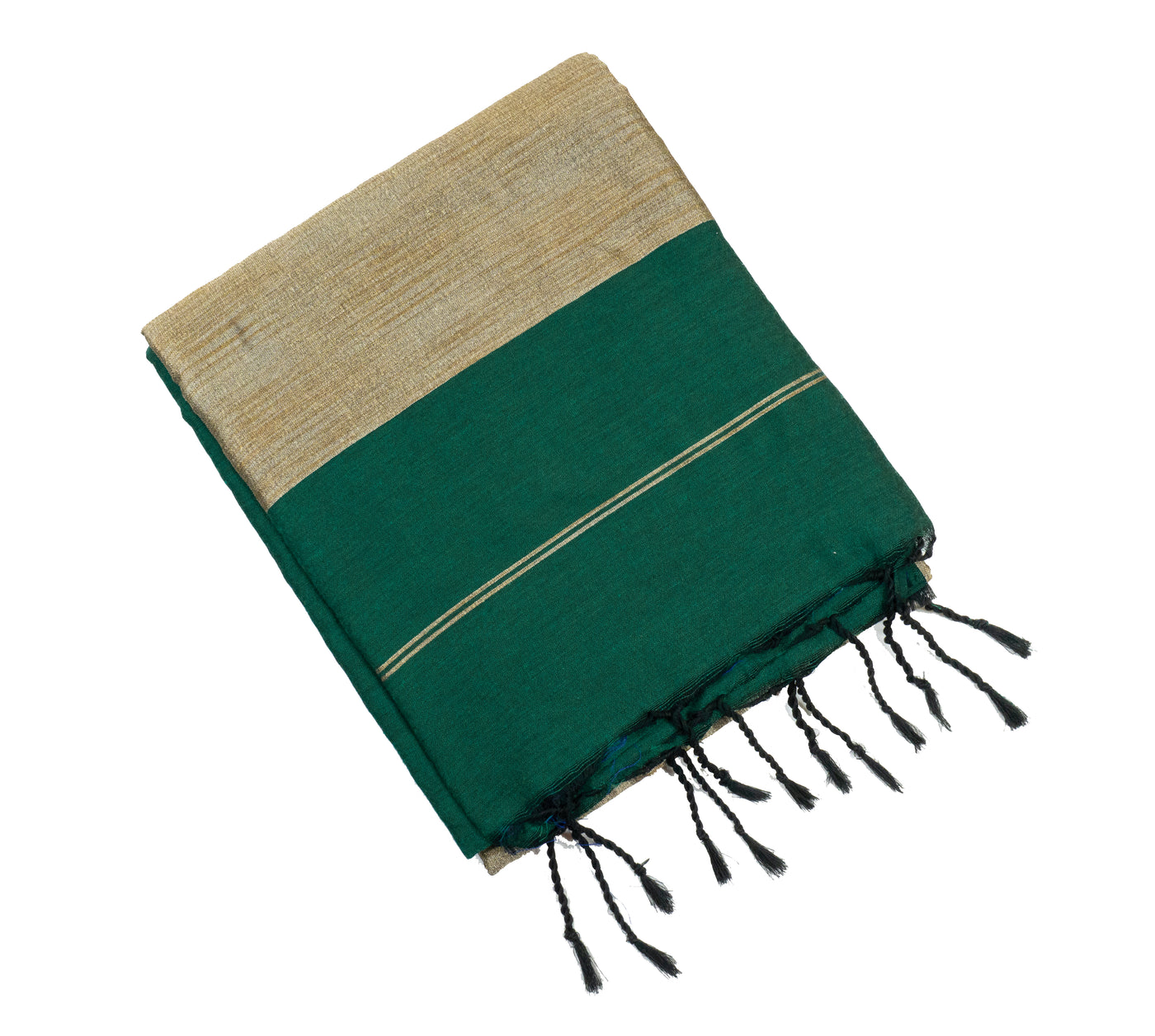 Dark Green Color Kadhi Cotton Plain Saree