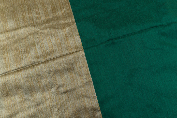 Dark Green Color Kadhi Cotton Plain Saree