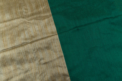 Dark Green Color Kadhi Cotton Plain Saree