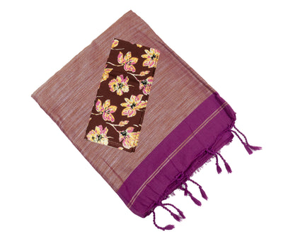 Purple Color Kadhi Cotton Plain Saree